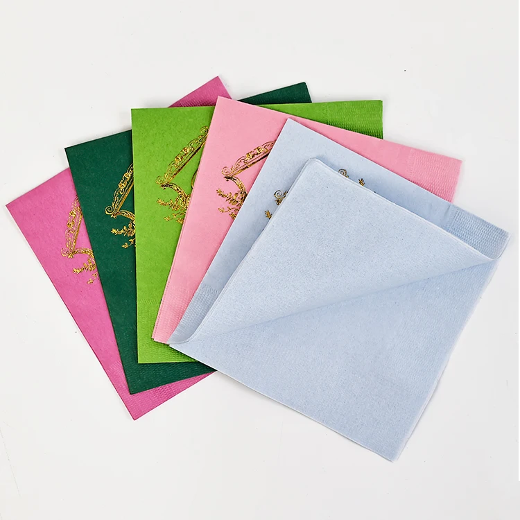 Customized Cocktail napkins paper Foil Stamping Printed Design beverage napkins restaurant event bar wedding party