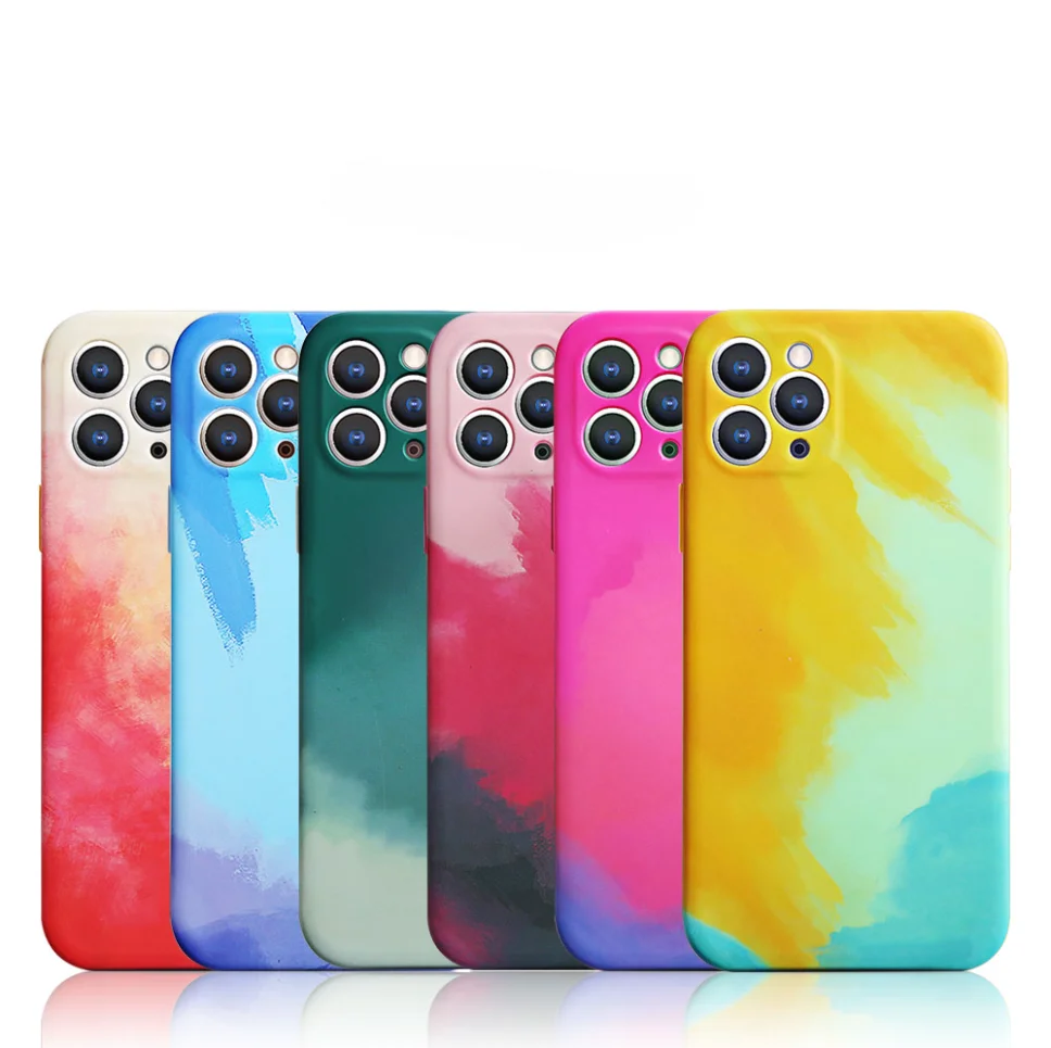 New colorful Watercolor Liquid Silicon Phone Case For Oppo F19 back cover For Oppo Renco 5 Camera Protect for opp A53 Back Cover