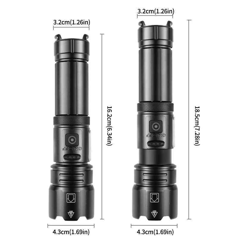 High Power Flashlight XHP70 COB Zoomable Torch Waterproof LED High Lumens 800-1200lm Rechargeable USB Lamp