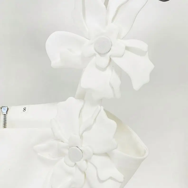 2024 new star fashion spaghetti-strap camisole top three-dimensional flower mid-length dress set two-piece set