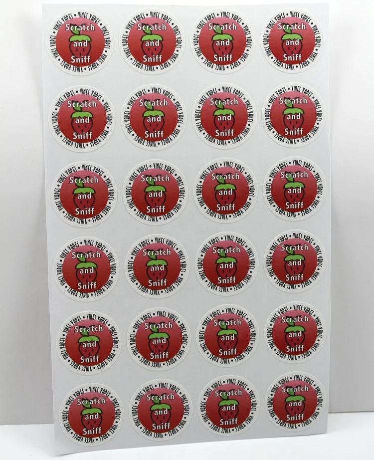 High Quality Custom Smell Round Labels Scratch and Sniff Scented Stickers
