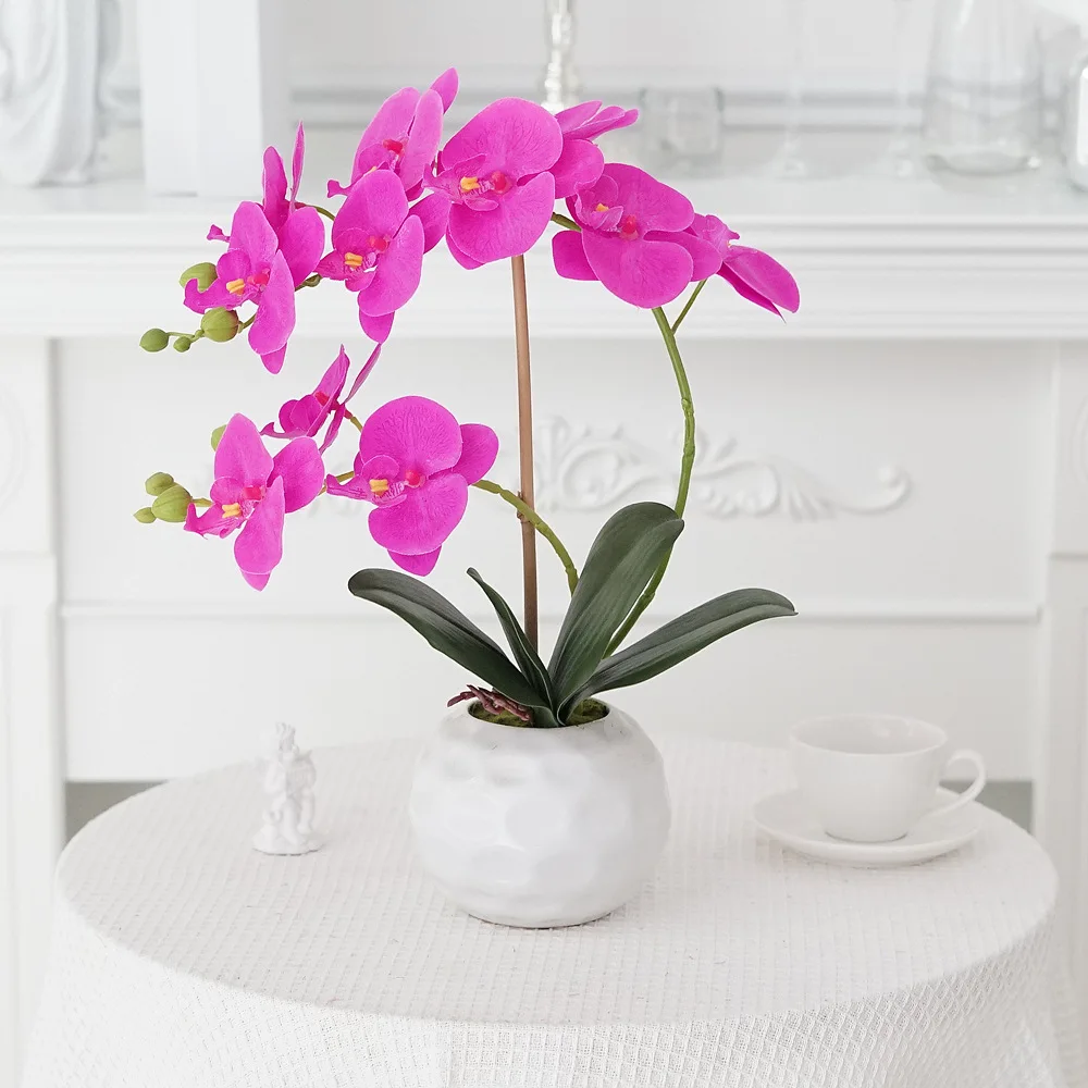 Flowers Artificial Home Orchid With Pot For Living Room