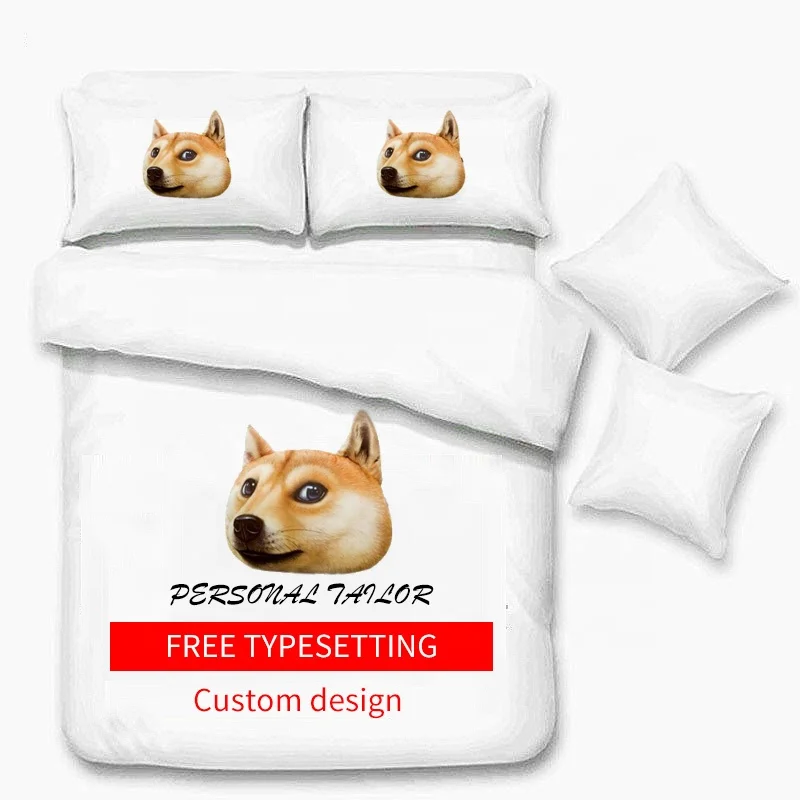 New customized digital 3D duvet cover printed superfine fabric bedding style photo cotton quilt cover