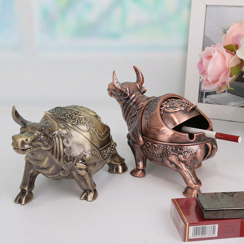 
Magnificent ashtray creative personality trend home living room decoration retro home European style year of the ox ashtray man 