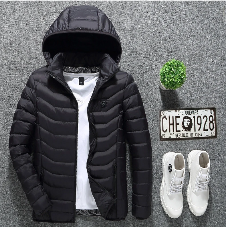 Factory Outlets Unisex Plus Size 8 and 9 Power Bank Heating Area Electric Fleece Down Jackets with Hood