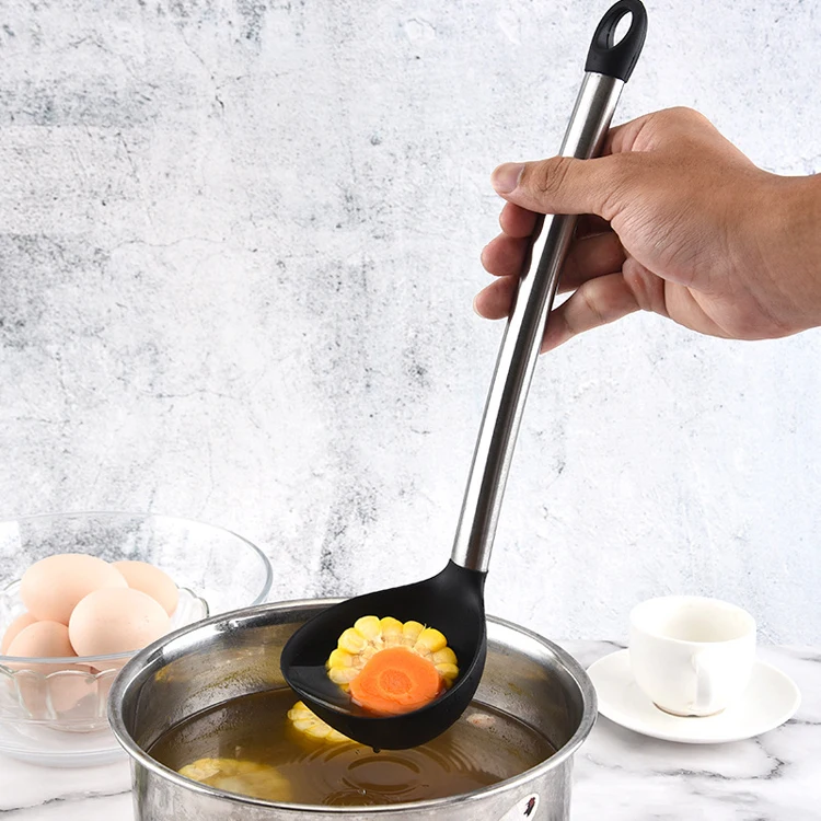 10-Piece Black Kitchen Gadget Set with Silicone Spatula and Stainless Steel Utensils Steel Handle Holders for Christmas