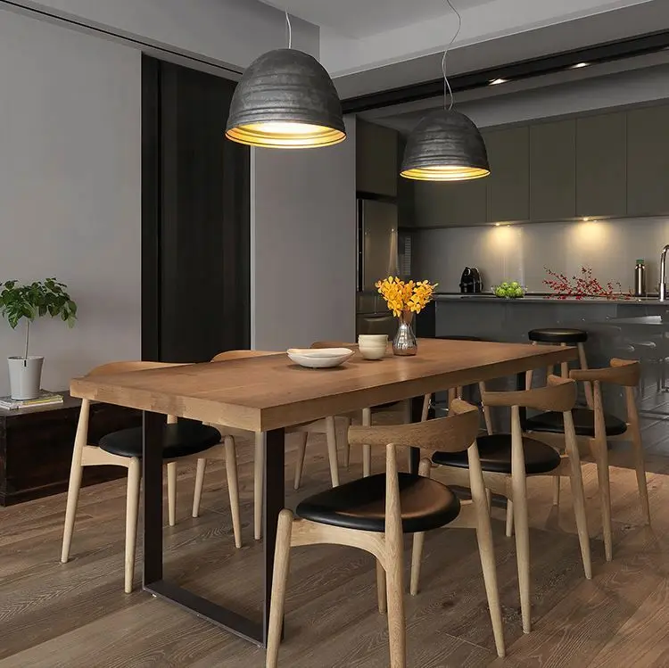 Modern Living Room Furniture Top Metal Frame Wooden Dining Table