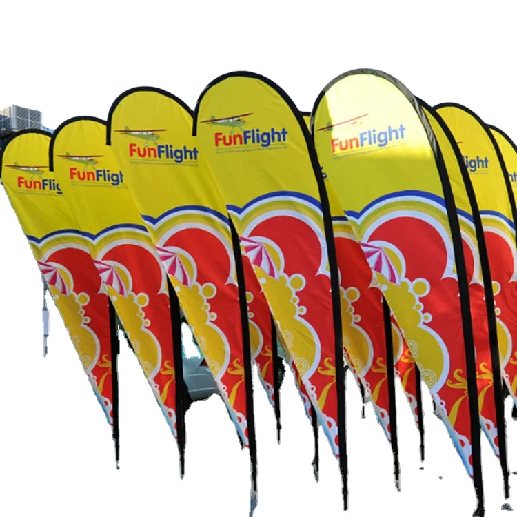 High quality Water Beach Flag and banners advertising flags with base custom teardrop flag