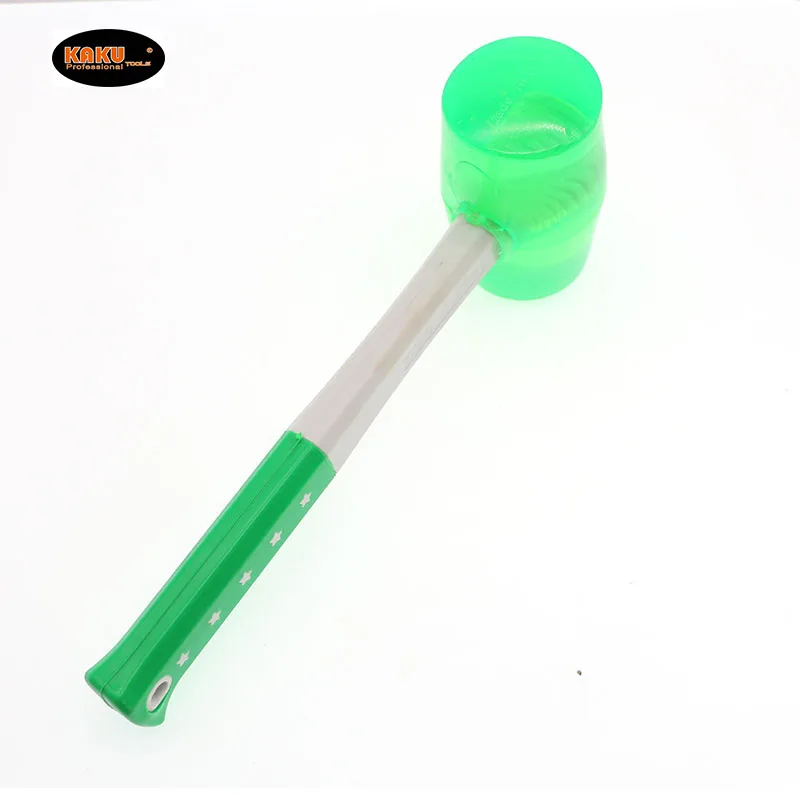 KAKU Factory 360g Transparent Rubber Hammer Green Round Head Mallet With Plastic Handle