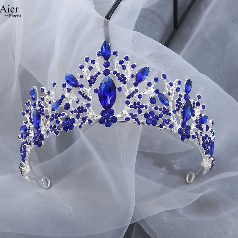 Aierflorist 14.5*7cm Big Size Cheap Alloy Adult Tiara and  Flower Decoration Tiara or Cake Decoration Crown