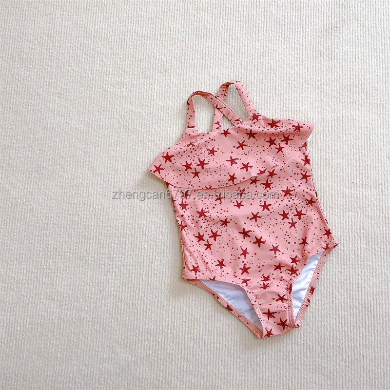 Toddler Bathing Suit Girl Clothes Baby Swimwear Ruffle Edge Open Back Hot Spring Kids Sling Swimsuit