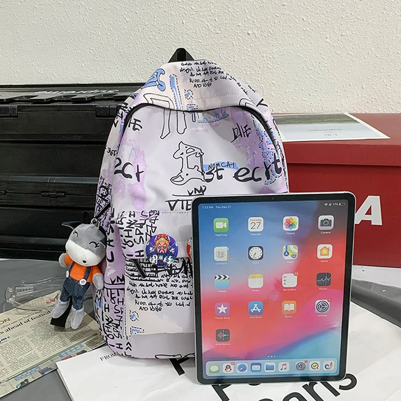 Top Selling Products Classic Large Capacity Nylon Backpack Printing Student Bag Zipper Schoolbag