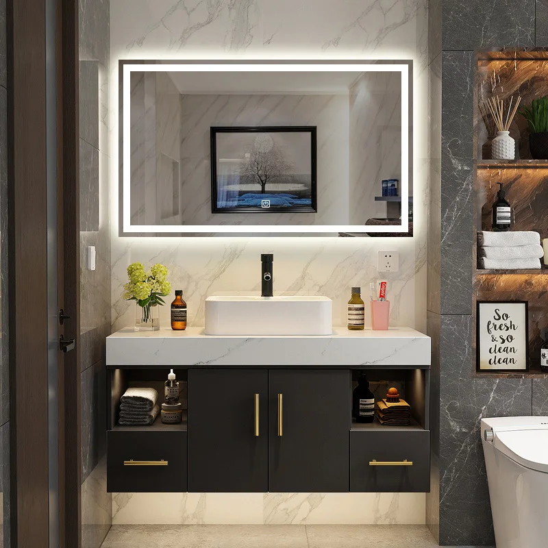 Современное зеркало для умывальника со светодиодной подсветкой, украшение для отеля, настенное светодиодное зеркало для ванной комнаты, светодиодная световая полоса с подсветкой CN;GUA