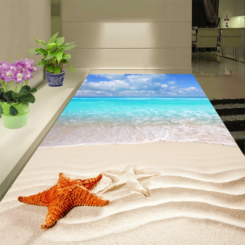 Custom Photo Floor Sticker European Style Mural Stone Parquet In Grand Hall  Waterproof Floor Sticker