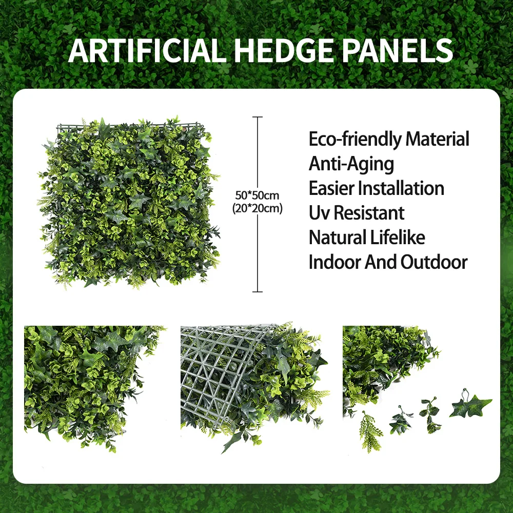 Artificial plants fake leaves colorful vertical green wall panel for church curtains backdrop decoration