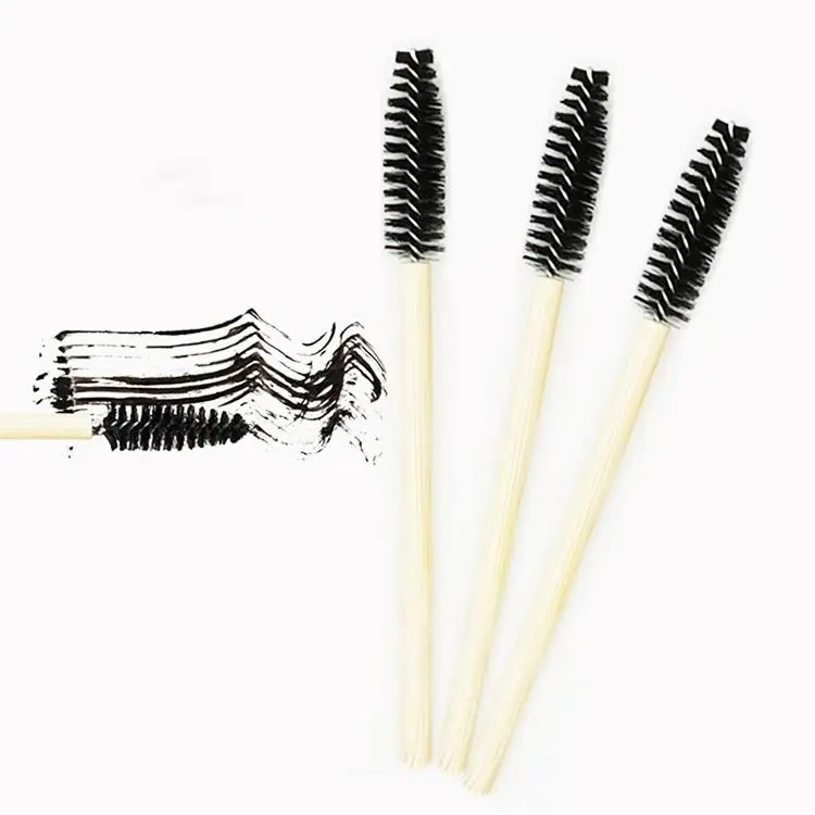 ECO Friendly Bamboo Stick Black Nylon Mascara Wands Eyelash Brush Disposable Lash Wands