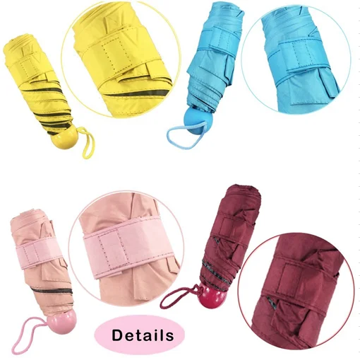 19 inch 6 panels hot sale 5 folding capsule umbrella mini umbrella with UV coating