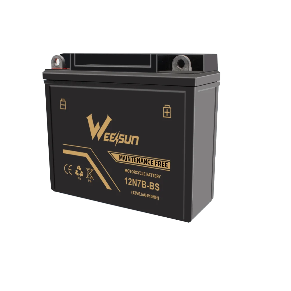 WEESUN 12V7Ah 12N7B-BS  Motorcycle Spare Parts Rechargeable AGM MF Motorcycle Battery