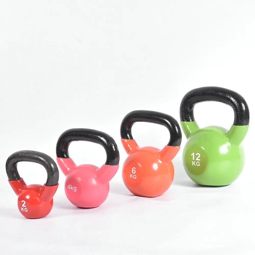 Wholesale promotion of multi color indoor fitness equipment with impregnated plastic kettlebells