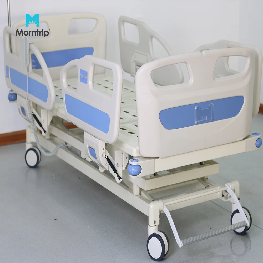 Promotion Price ABS Guardrail Nursing 5 Function Medical Hospital Patient Bed With Central Brake Central Control Casters