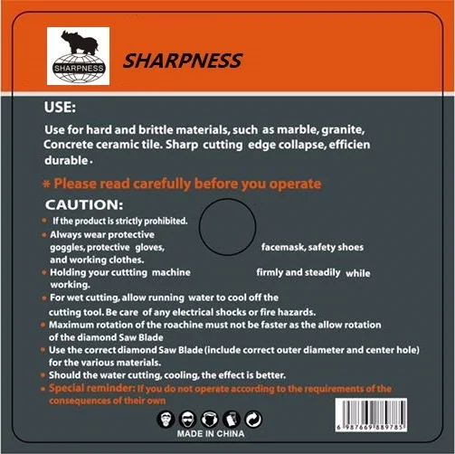 SHARPNESS Hot Press Orange Metal Cutting Blade/Wheel/Disc 125x1.4x22.23mm Max. Speed 12000RPM for Metal/Ceramic Cutting