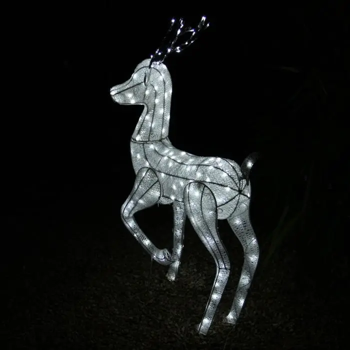 110cm Glitter Cotton Thread  Stag and Doe Reindeer White Light up Reindeer Stag Buck With 6 on  Timer EU Timer UK Timer