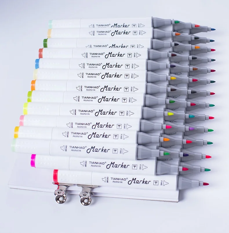 Circle pole Dual tip alcohol based marker pen 60 colors pp box twin marker permanent art sketch drawing marker pen for school