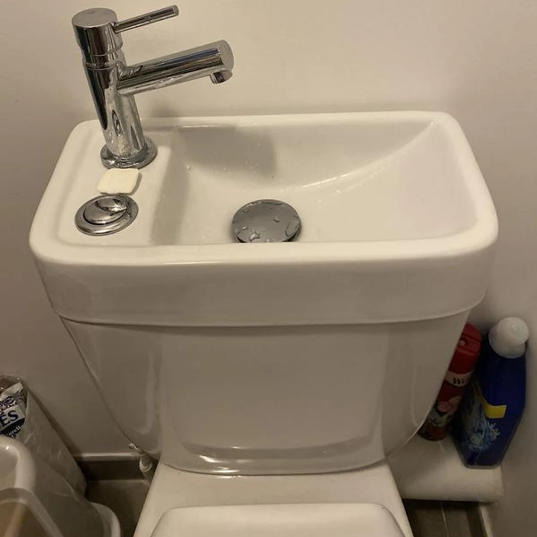 Lave main wc upflush toilette p trap  pour combo water closet basin positive closet with faucet coupled tank inodoro flash tank