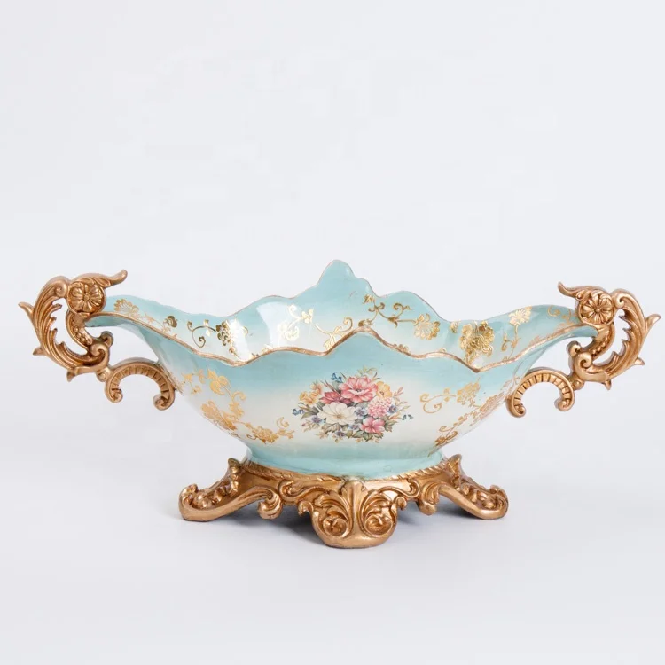 European and American Style Desktop Antique Light Blue Fruit Tray for Home Decor Plate