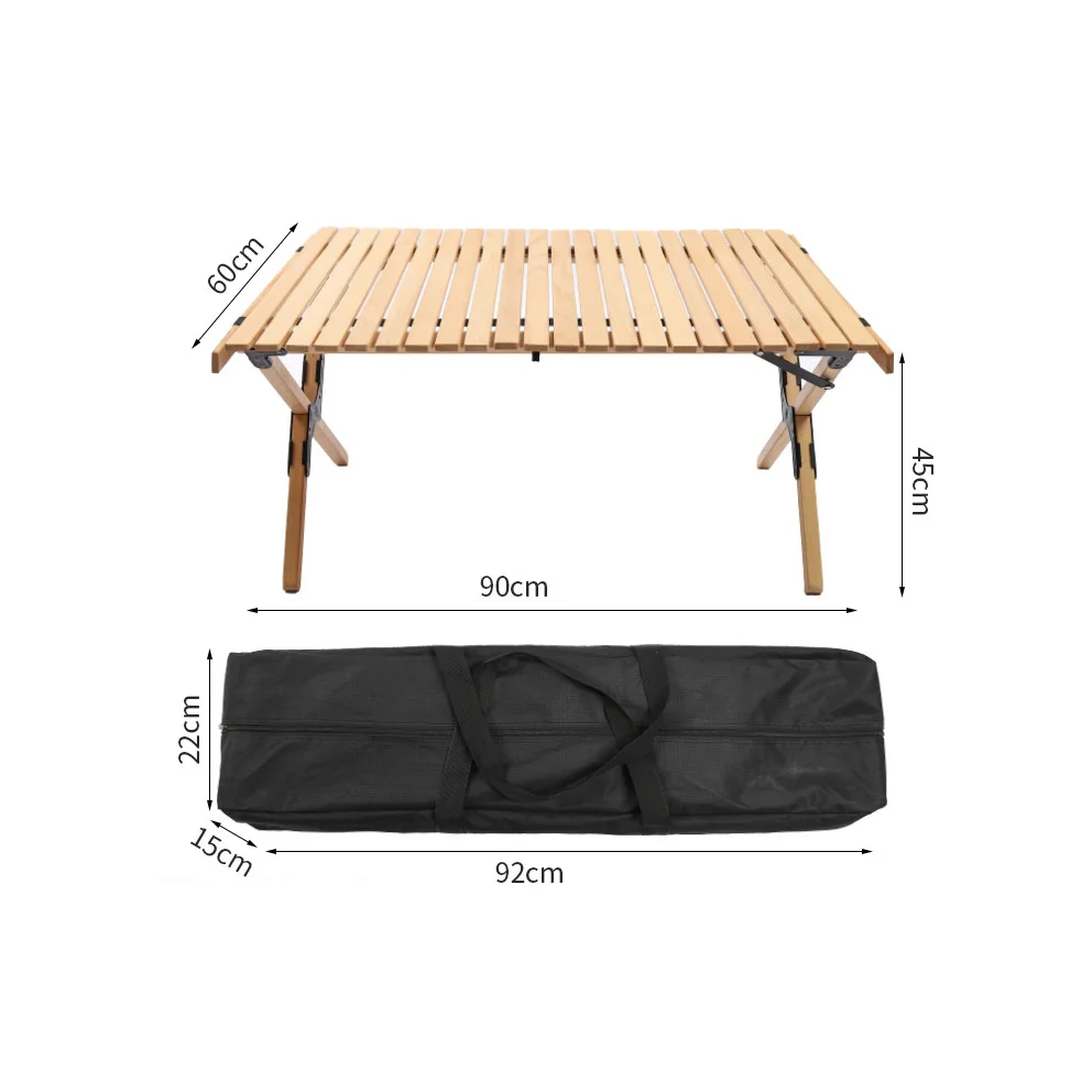 Outdoor Multi Functional Simple Setup Short Camping Folding Roll Wood Table For Beach