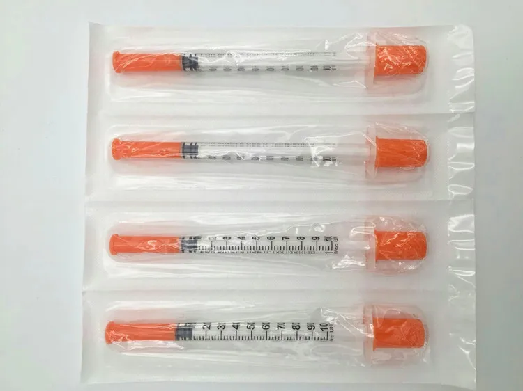 
medical 1ml orange cap insulin syringe with needle 