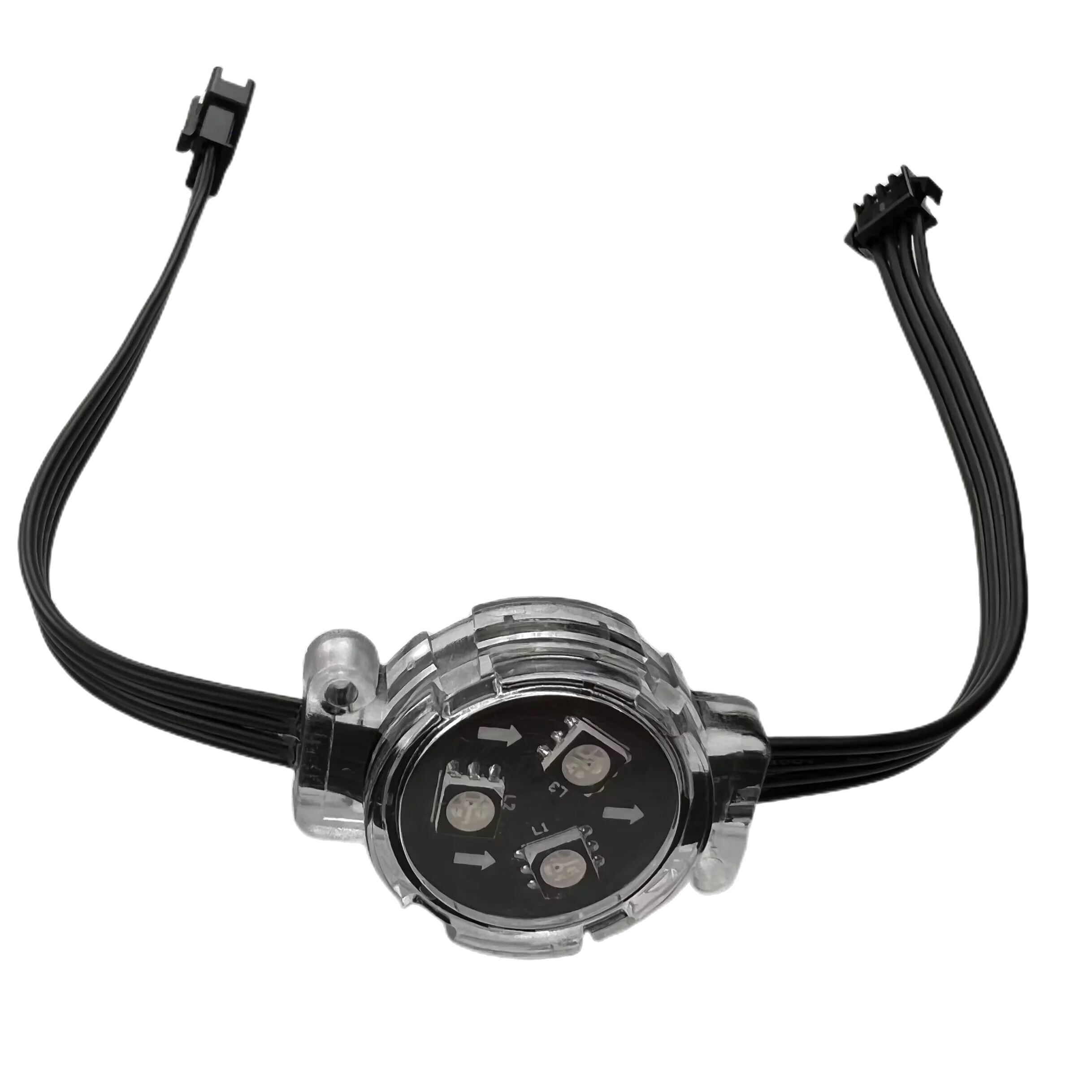 DC12V WS2818 digital pixel module,IP68 waterproof;0.72W;26mm diameter;with 4pin SJT SM male and female connectors at ends