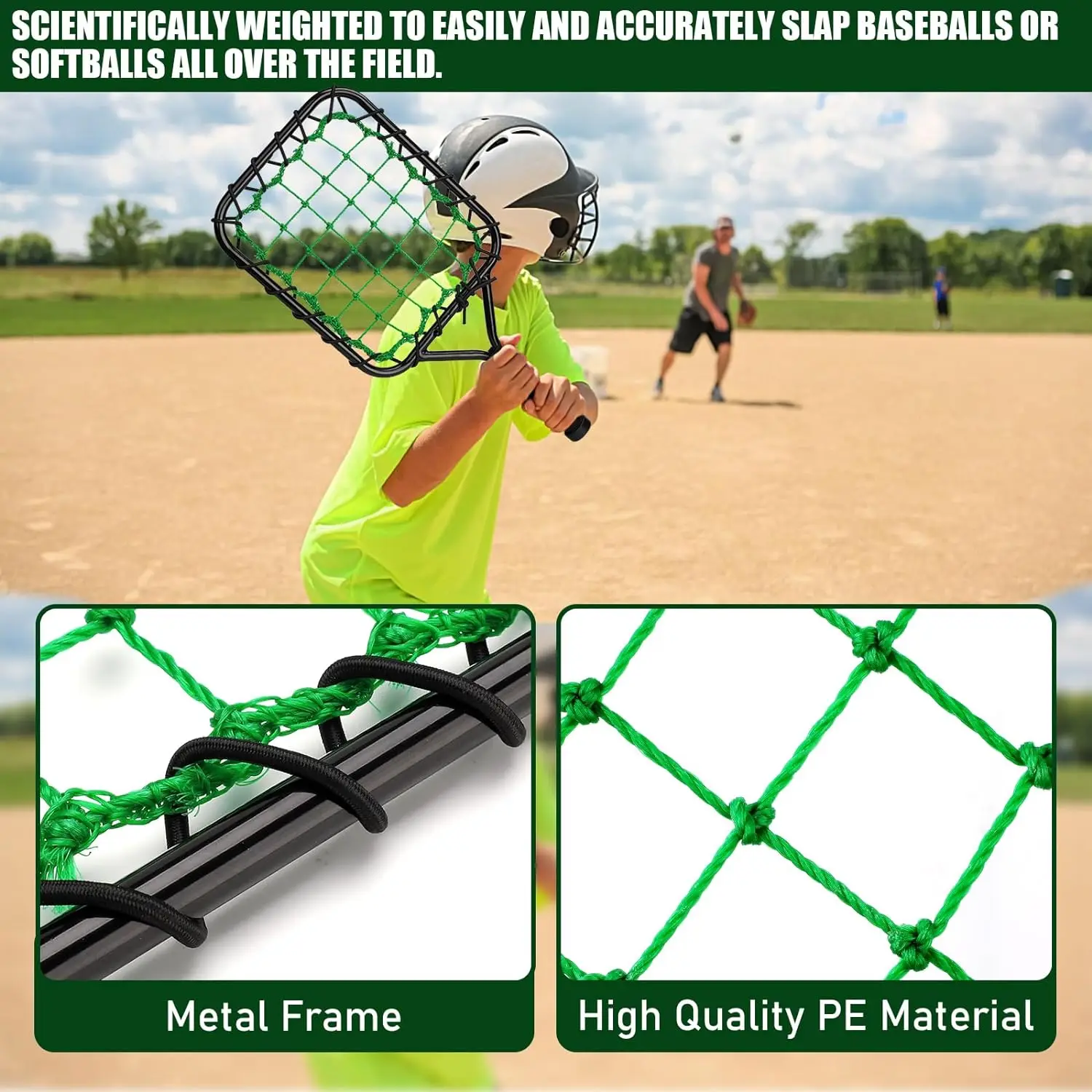 Fungo Baseball Training Equipment for Coaches Youth Parents Drills Control and Accuracy Practicing, Black Green