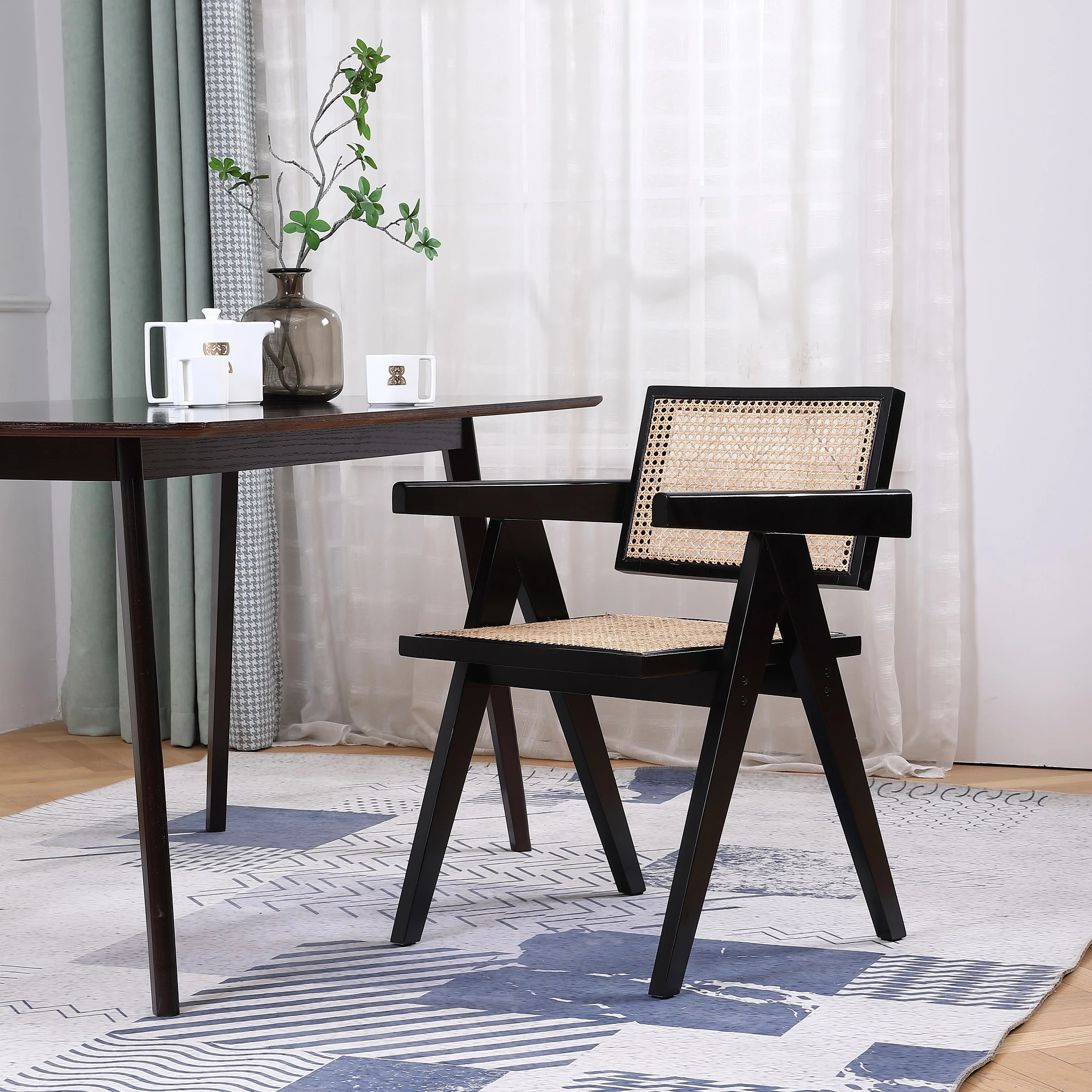 AM-4414 обеденный стул из ротанга и фанеры