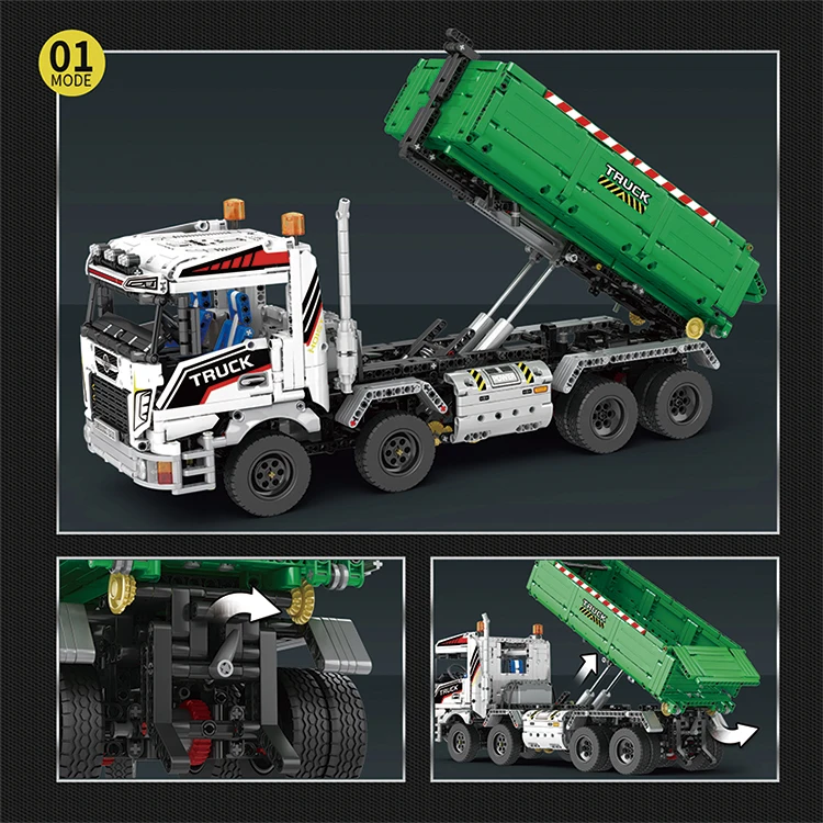 4 In 1 Remote Control Hook Crane Truck Model Block Assembled Truck Building Blocks Brick Toys For Adult Gift