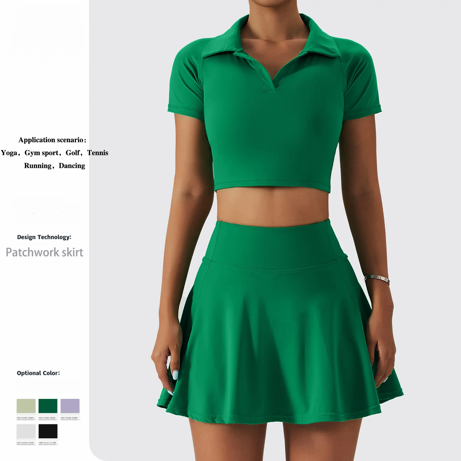 Summer New arrival nude feeling Quick dry  clothes set Gym sport out doorrunning suitable fitness Yoga casual T-shirt and skirt