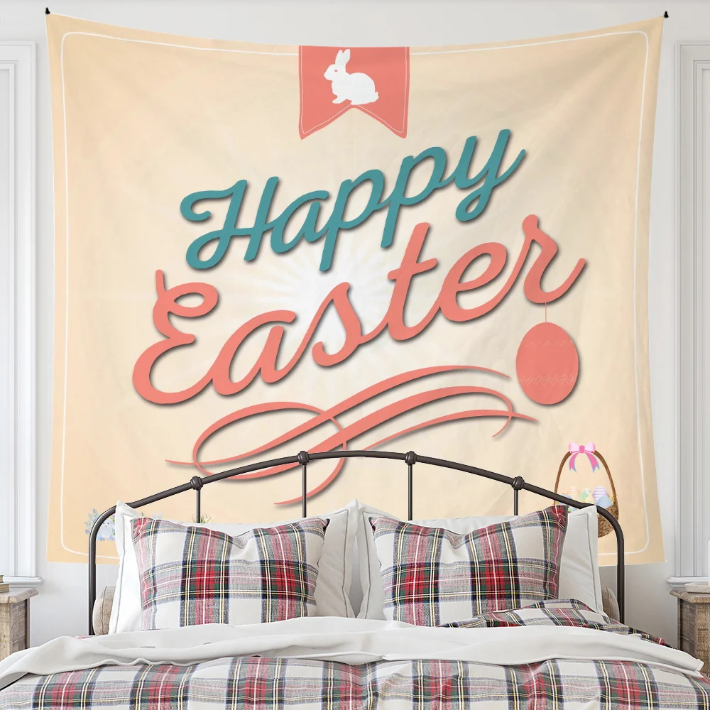 Wholesale selling bedroom living room decorative tapestry custom printing 100% colorful Easter tapestry