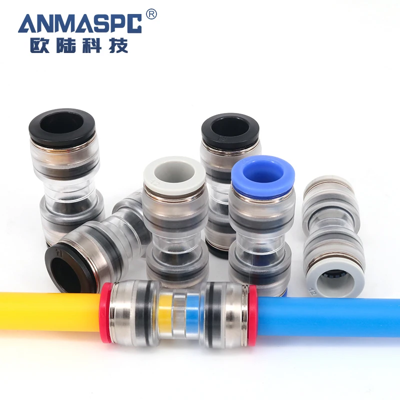 14/10mm Fiber Optic Fitting Micro duct straight connectors push fit connector For Telecom Pipe