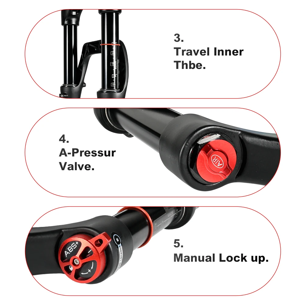 China Supplier Durable Alloy Fat Bike Fork Air Mtb Bicycle 26 27.5 29 Inch Suspension Fork