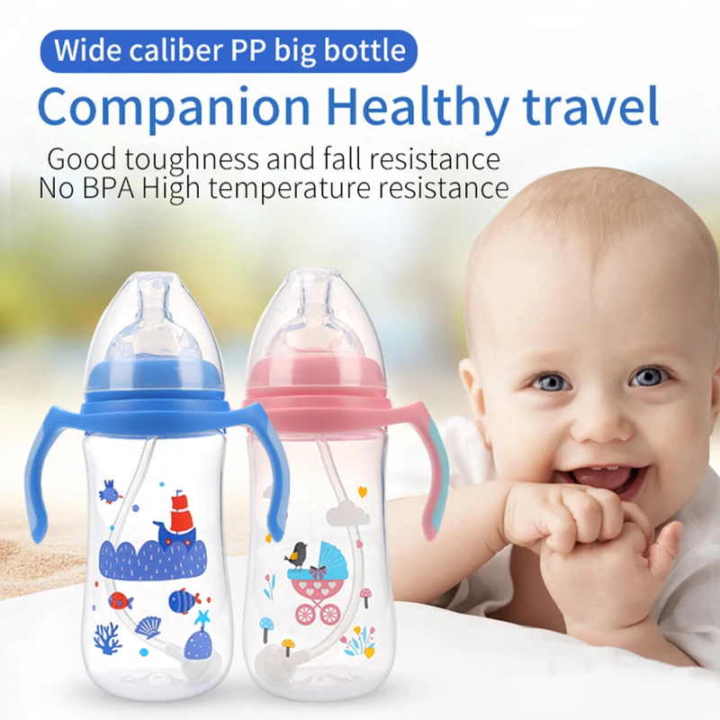 Baby bottles supplies in bulk big capacity 300ml silicone nipple baby drinking bottle baby feeder bottle