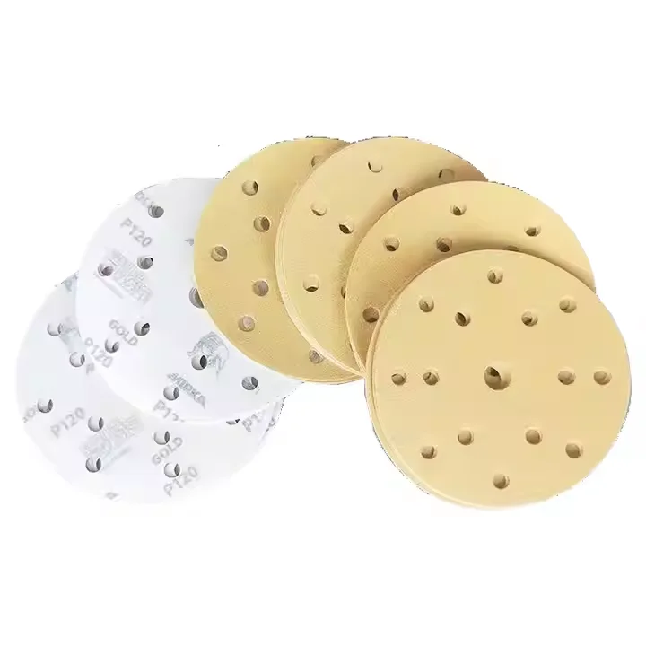 Hook And Loop Yellow Orbital Wood Abrasive Sanding Discs