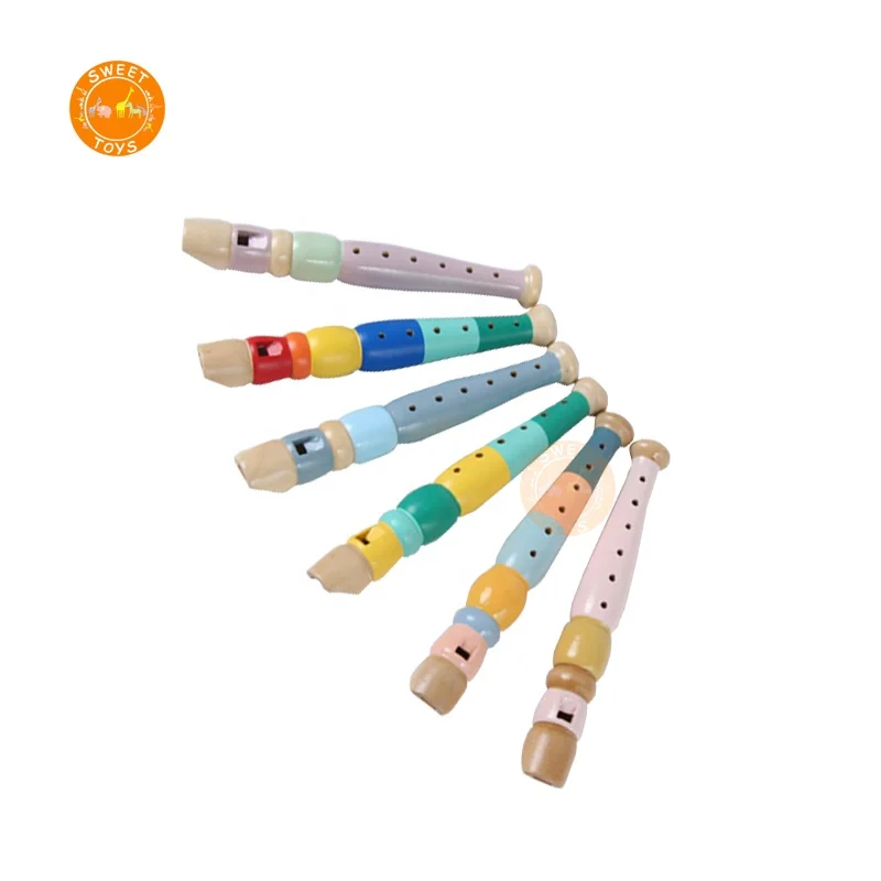 Hot Selling  Wooden Flute Toy  Wooden Piccolo Flute Musical Instrument Early Education Toy For Kid