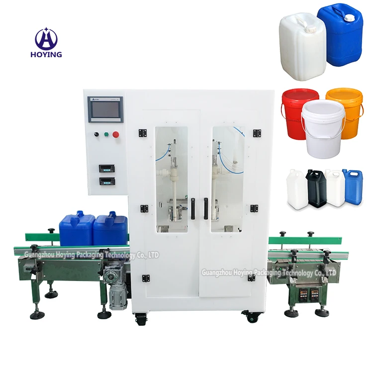 Automatic 2 heads bucket jerry can pail liquid detergent dish washing liquid epoxy weight filling machine 30l