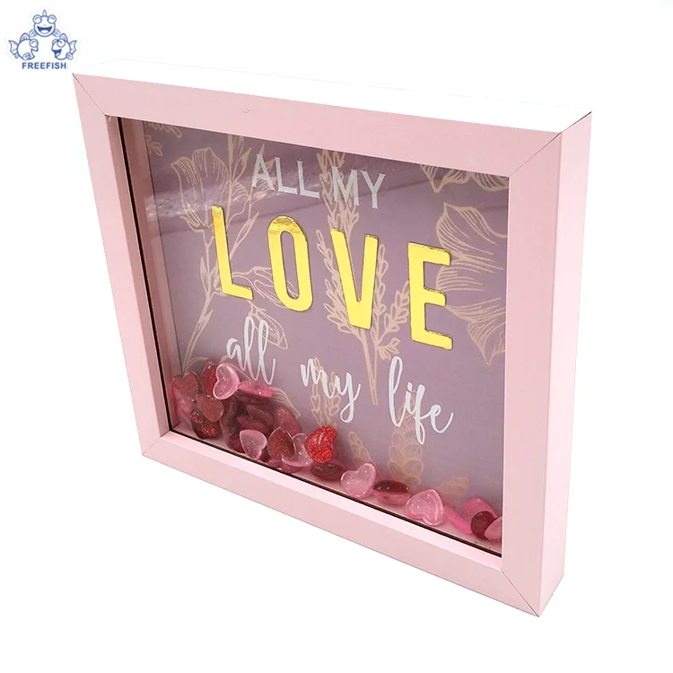 Wholesale Love Family and Office Decor Table Top Easel Distressed Pink Wood Finish Picture Photo Frame