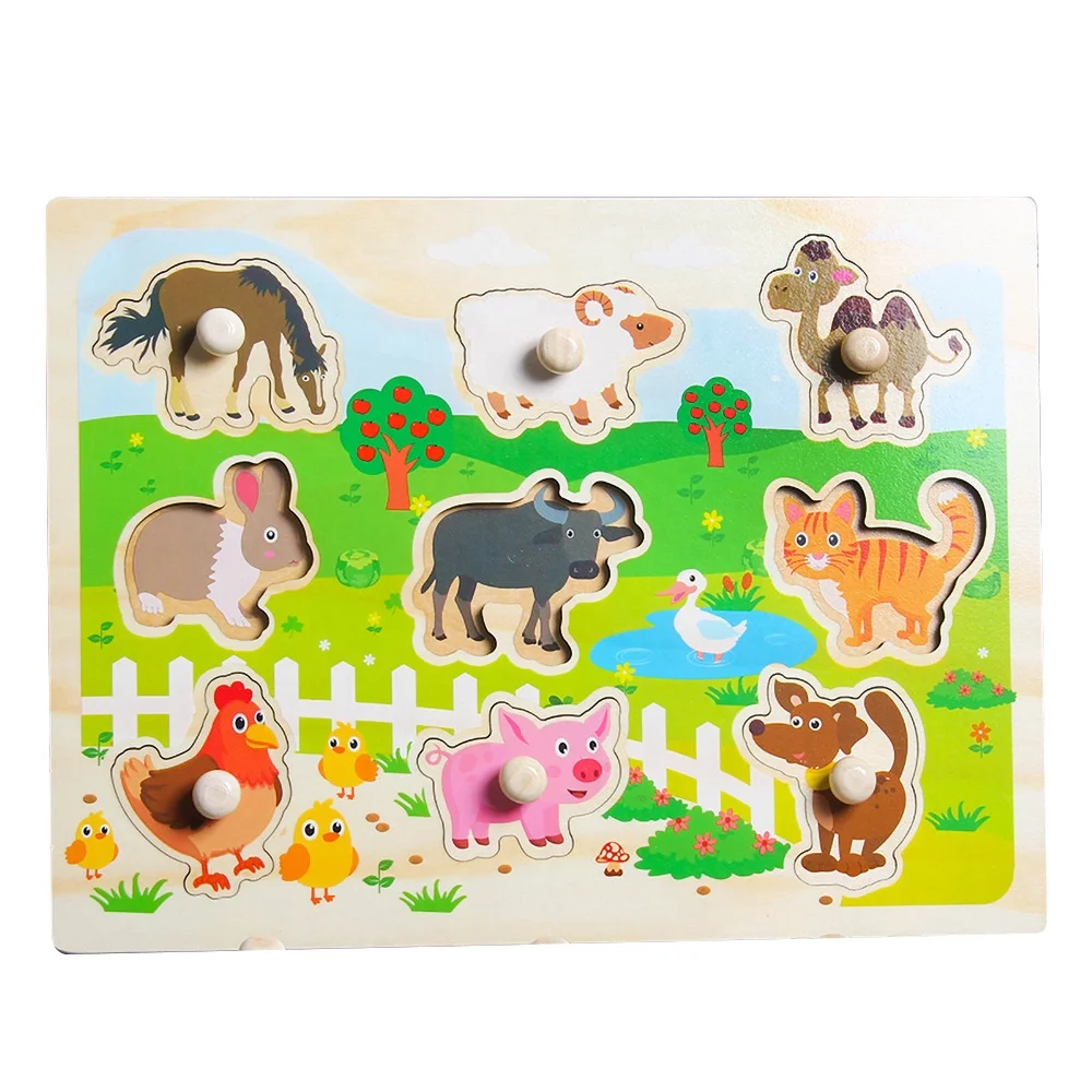 Wooden Puzzle Toddler Learning Toys Sorting And Stacking Animals Games Children Preschool Board