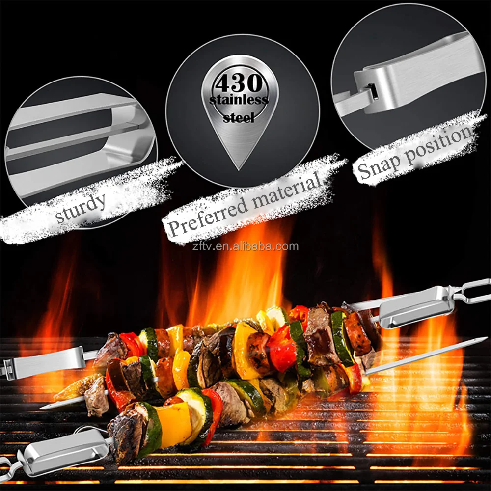 Barbecue Meat String Skewers Chunks Of Meat Stainless Steel  Roast Stick For BBQ Outdoor Picnic New 2022