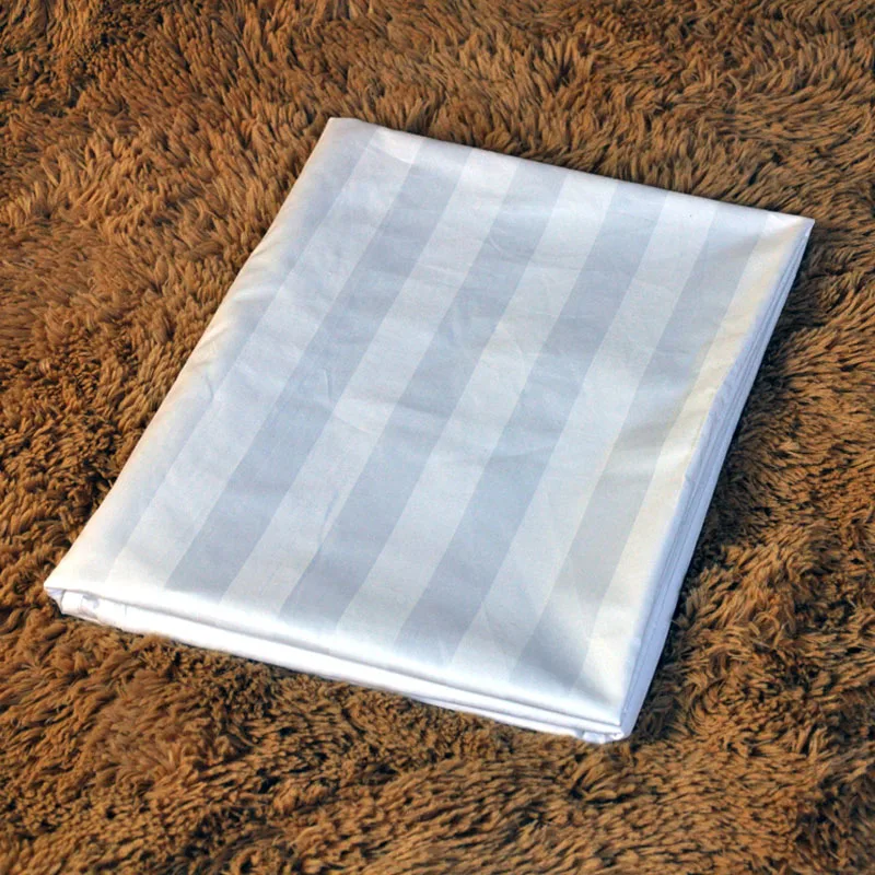 Bleached white cotton stripe fabric for hotel bedding