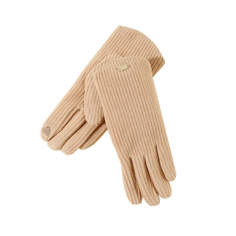 Women winter Warm Gifts fashion design technical fabric plus velvet thick touch screen mittens