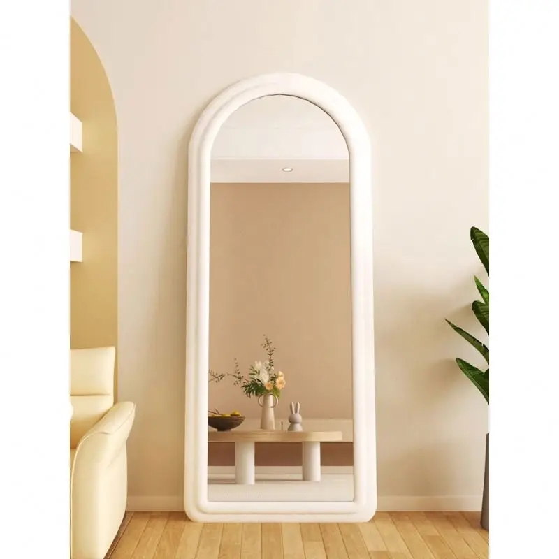 Arched Full Length High Definition Soft Fabric Frame Floor Mirror Large arch full body Dressing decor wall mirror