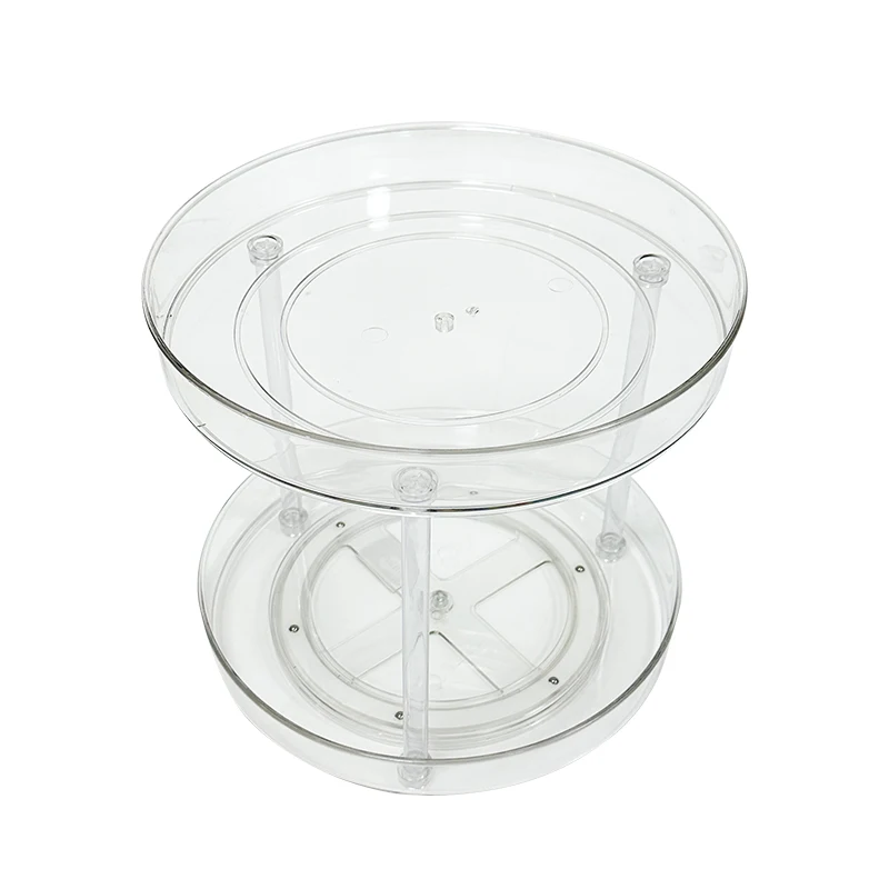 Two Layers Round Kitchen Turntable Organizer Decorative lazy susan Rotating Plastic Kitchen Organizer